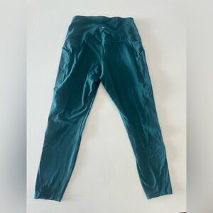 Lululemon Fast and Free Side Pocket 24” Inseam Jade Green Teal Leggings Size 10